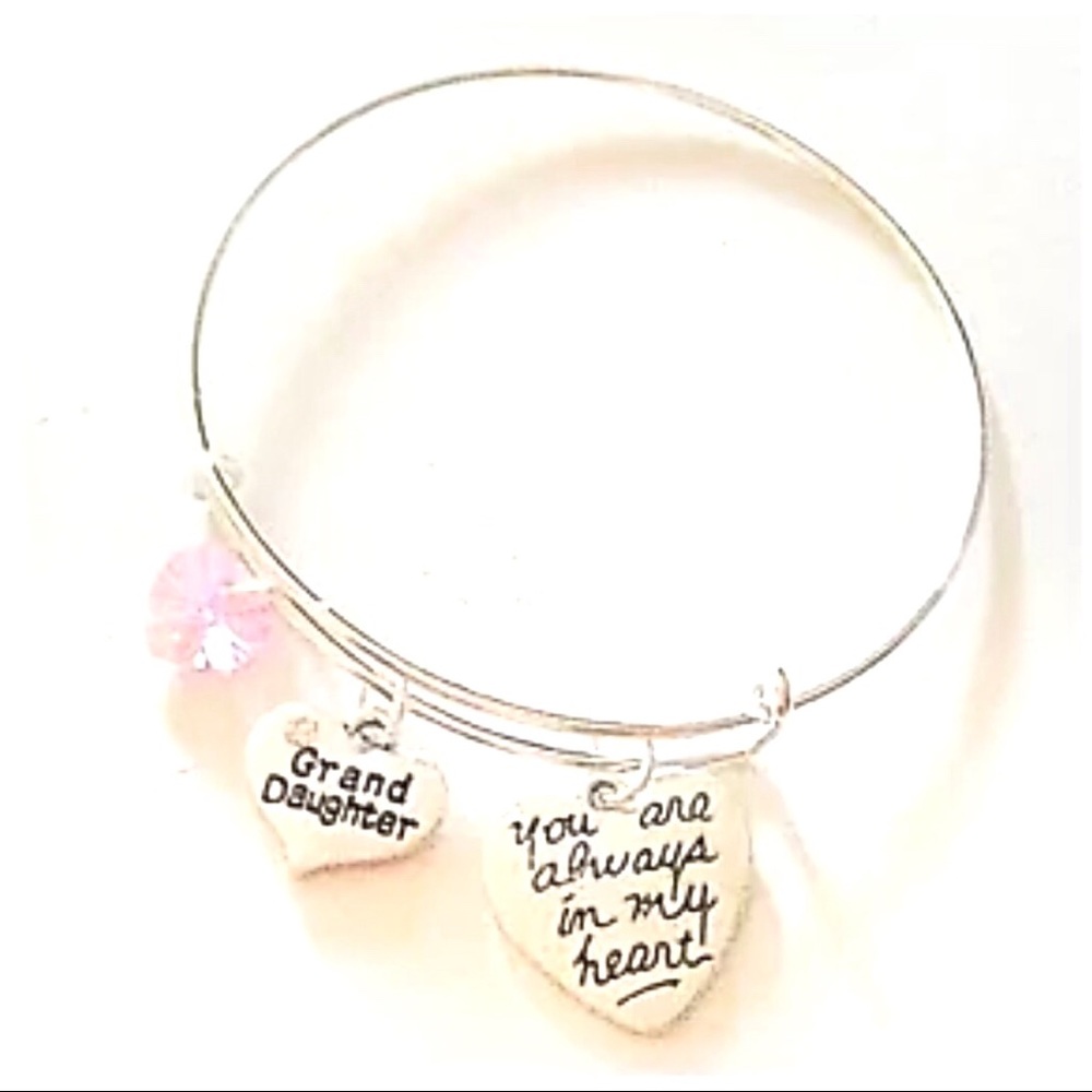 Personalized Grand Daughter Silver Bangle Bracelet
